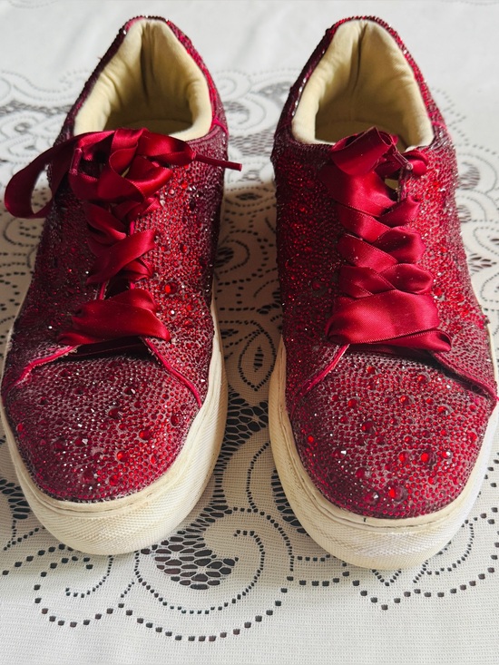 Betsey Johnson Shoes - Betsey Johnson Red Crystal Embellished Sneakers